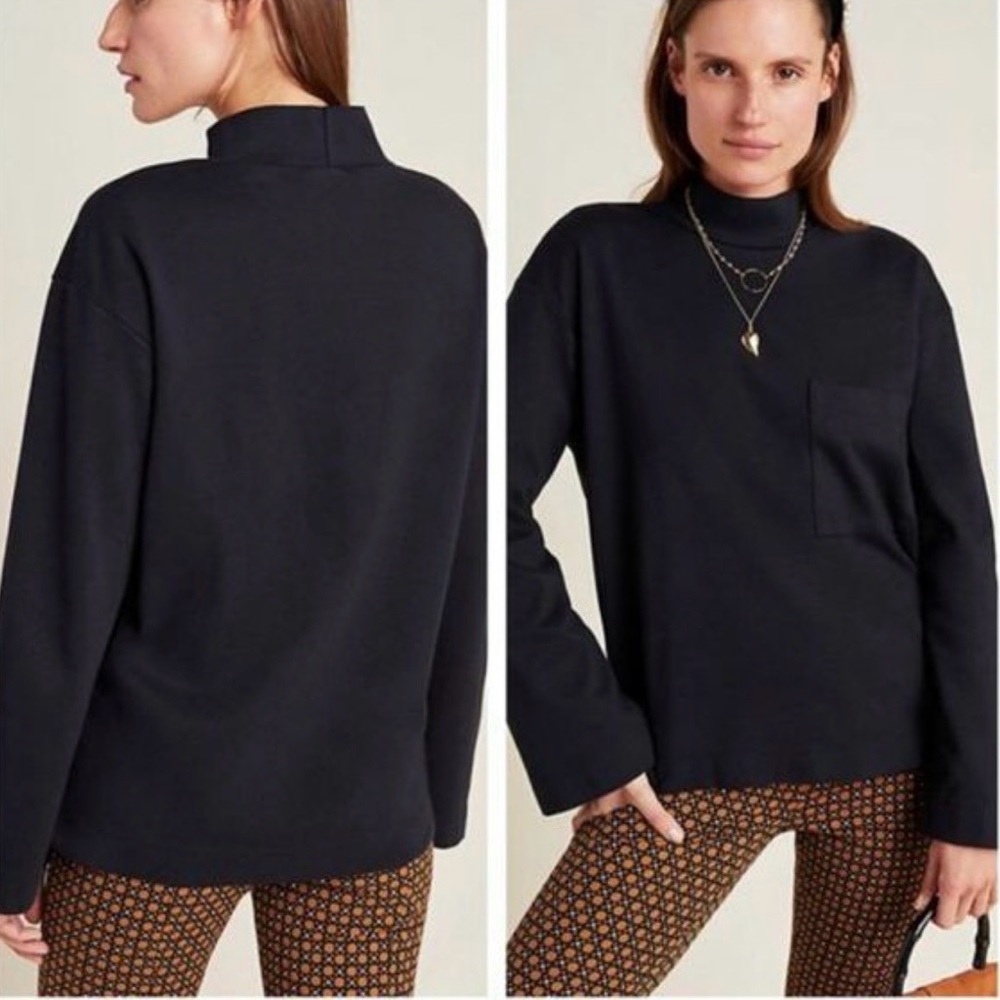 Stateside Black Mock Neck Long Sleeve Top Made in USA Size Medium